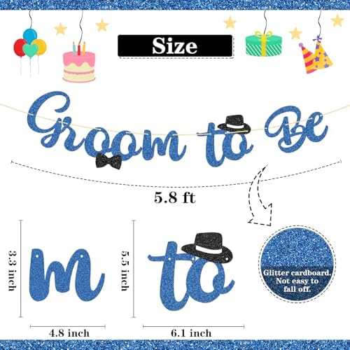 WeBenison Groom to Be Banner Blue Glitter