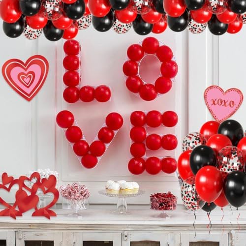 Red and Black Party Balloons 50pcs 12 Inch Decor Set