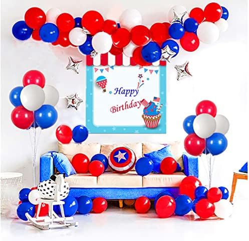 100pcs Royal Blue and White 12 Inch Latex Balloons with Ribbon