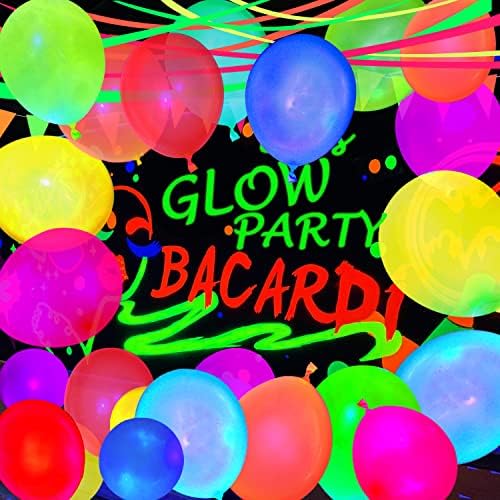 110 Pack Neon Glow Balloons for Black Light Parties