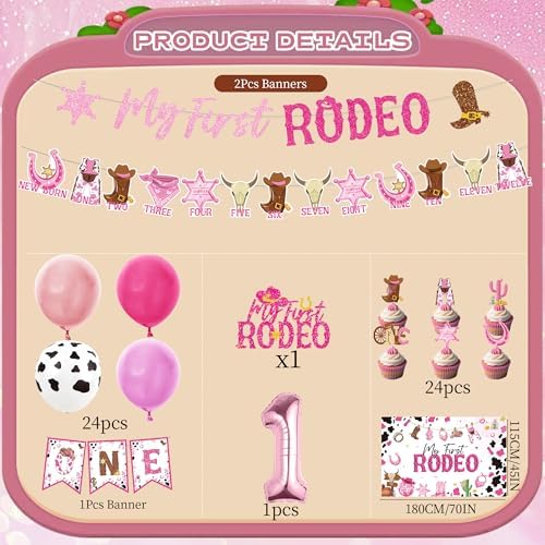 Gameza My First Rodeo Birthday Decorations for Girls