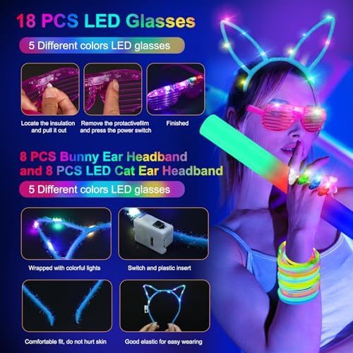 282 PCS Glow in the Dark Party Supplies for Wedding Birthday Concert