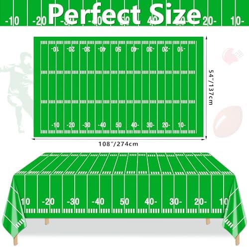 4 Pack Football Tablecloths for Game Day Party Decor