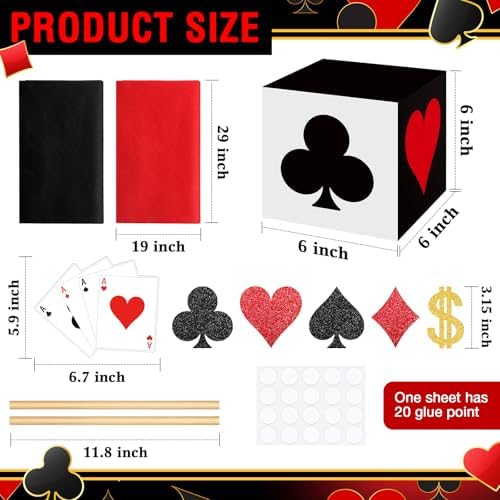 Zhanmai Casino Party Decorations Set 4 Poker Boxes with Extras