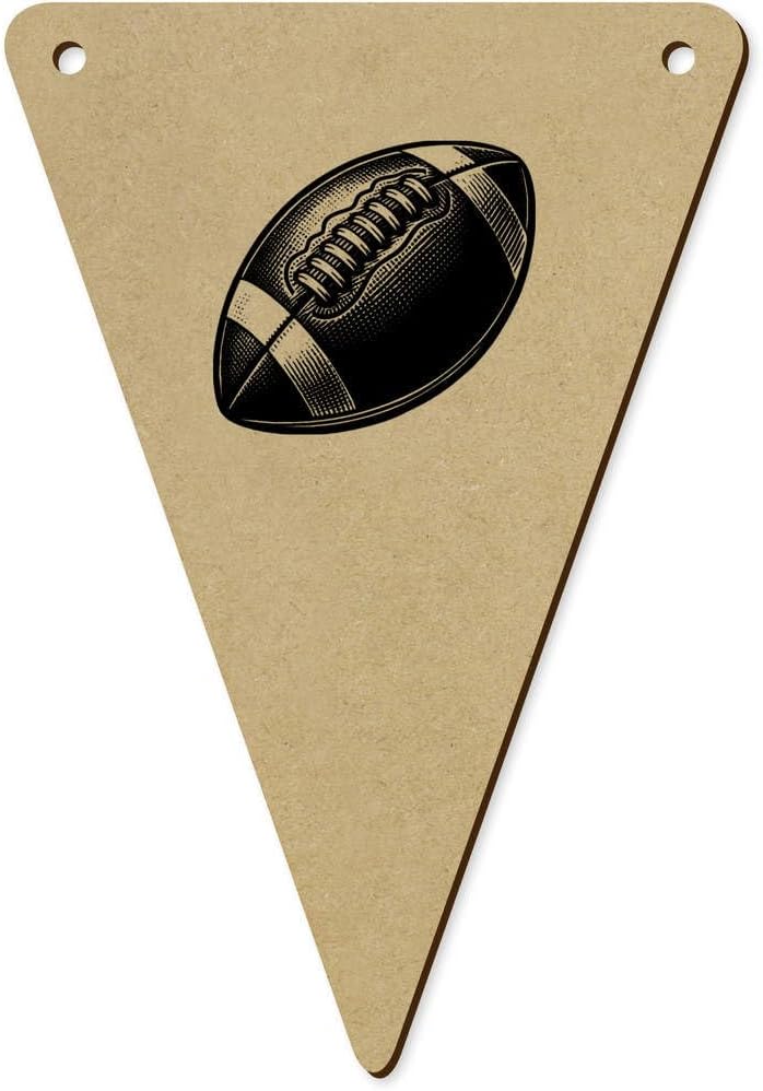 Azeeda 5 Pack Banded Rugby Ball Wooden Bunting Flags BN00089457