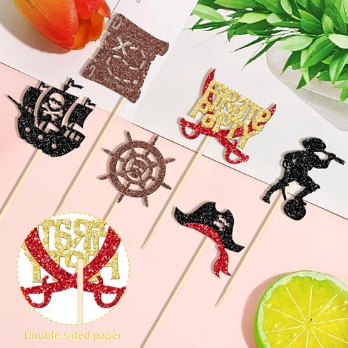 12 PCS Pirate Theme Centerpiece Sticks with Treasure Map