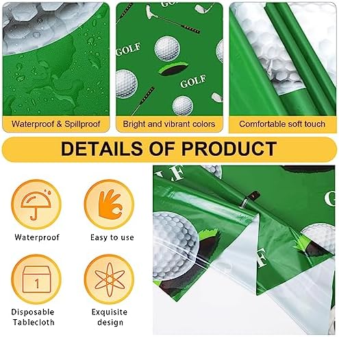 PHOGARY Golf Tablecloth Set 3-Piece Green Rectangular