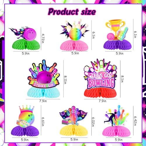 Kreatwow Bowling Party Decor Centerpieces 8pcs Set