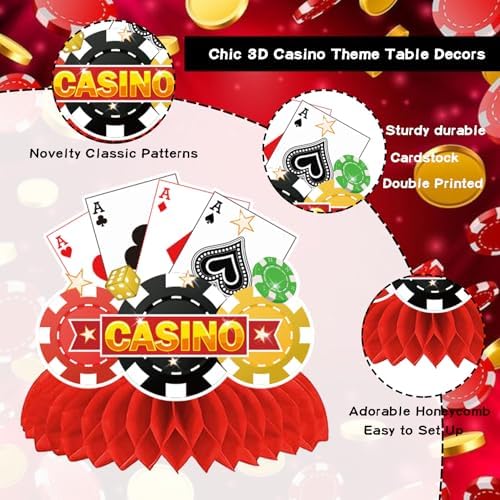 9Pcs Casino Theme Honeycomb Centerpieces
