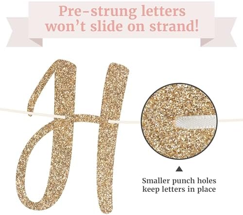 Pre-Strung Gold Glitter Engagement Banner - No DIY