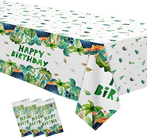 Dinosaur Birthday Tablecloth Set of 3 54x108 Inches