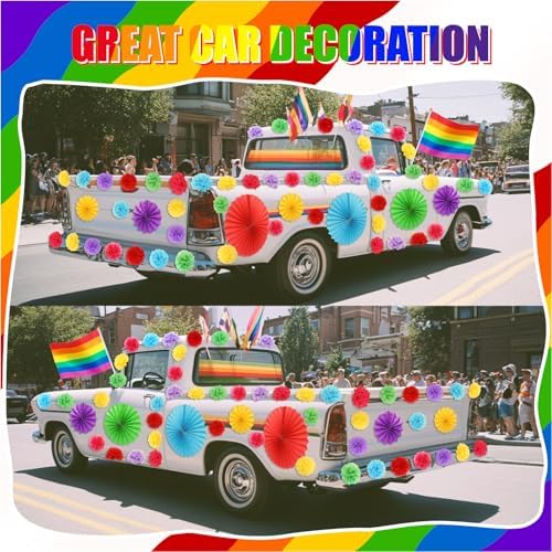 AmazingSpark 48 Pcs Rainbow Decorations for Car and Party