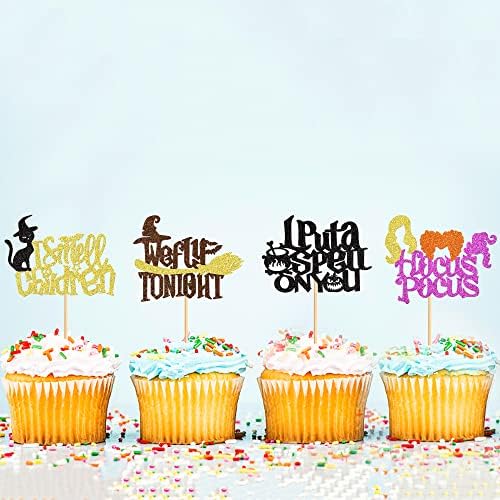 Ercadio 24 Pack Hocus Pocus Witch Hair Cupcake Toppers