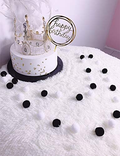 Black and White Felt Ball Garland 30mm 30 Balls 78in