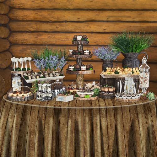 9 Pcs Wood Grain Tablecloths for Western Party Decorations