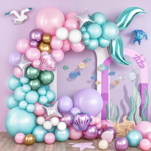 Mermaid Balloon Garland Arch Kit for Girls Party Decorations
