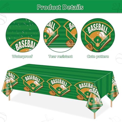 4-Pack Baseball Tablecloths for Theme Parties
