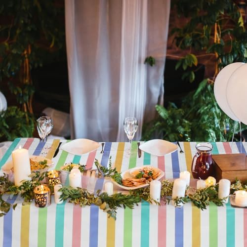 Oudain 3 Pcs Pastel Rainbow Table Cover 54x102 Inch