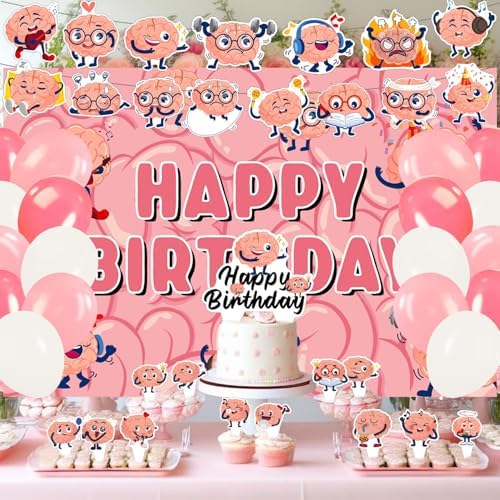 59 Pcs Brain Themed Birthday Party Decor Set