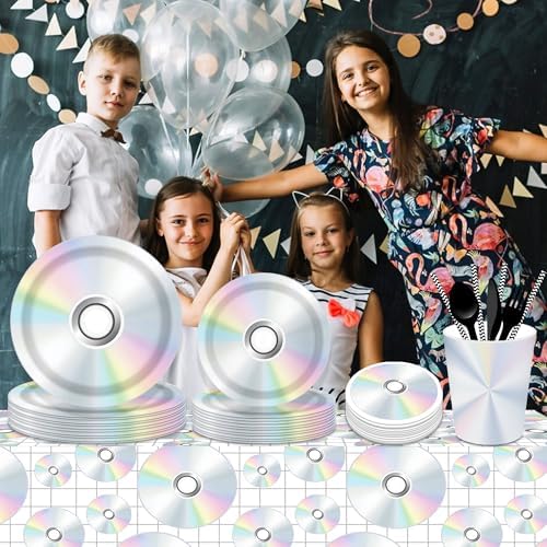 Lide Road 2Pcs CD Disc Tablecloth Music Party Decorations