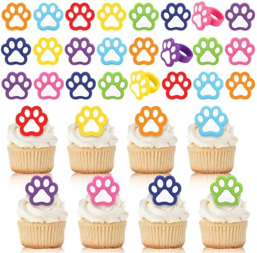 48 Pcs Dog Cupcake Rings Decorations