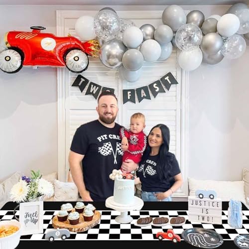 4 Pcs Racing Car Checkered Plastic Tablecloths for Birthday Parties