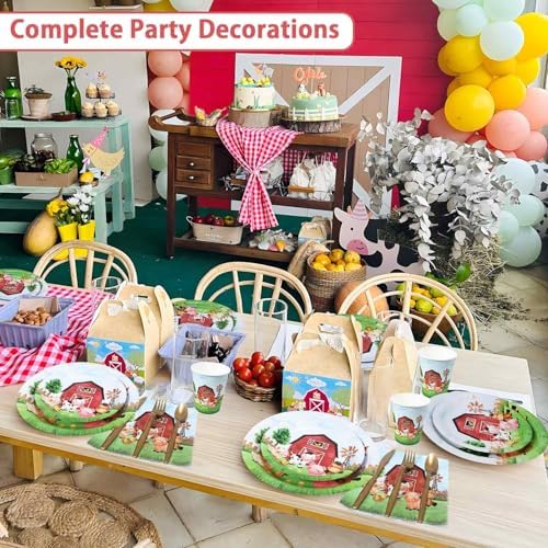 175 Pcs Farm Birthday Plates Set for 25 Guests