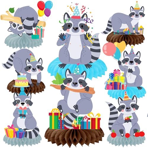 11pcs Raccoon Honeycomb Centerpieces Birthday Decorations