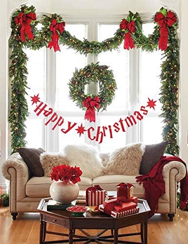 Red Happy Christmas Banner for Indoor and Outdoor Use
