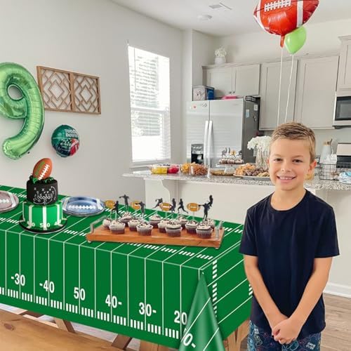 4Pcs Football Tablecloths 54x108 Inch Green Field Covers for Parties