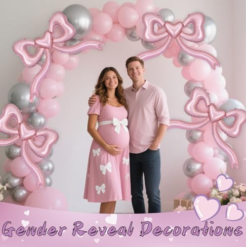 Pink Bow Balloons for Bachelorette Party Decorations 4Pcs