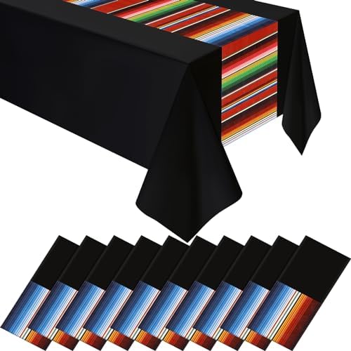 Hosuly Mexican Fiesta Tablecloth 54 x 108 In 10 Pcs