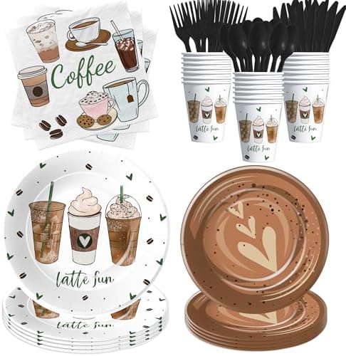 Coffee Party Decorations Tableware Set Serves 24
