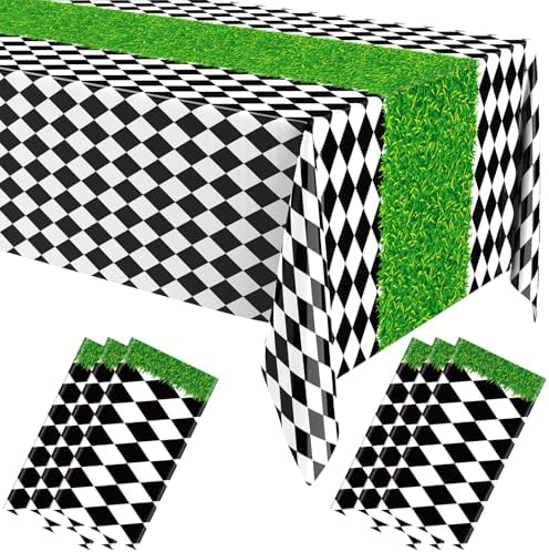 Oudain 3 Pcs Wonderland Checkered Tablecloth