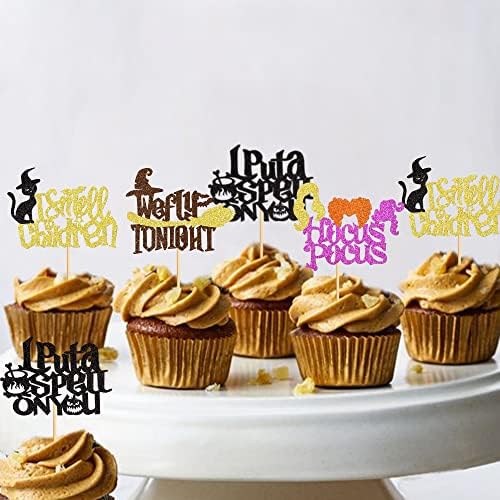 Ercadio 24 Pack Hocus Pocus Witch Hair Cupcake Toppers