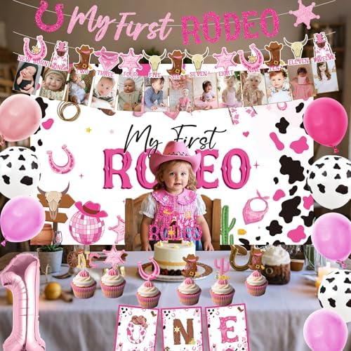 Gameza My First Rodeo Birthday Decorations for Girls