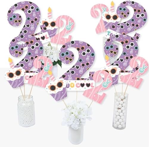 Big Dot of Happiness Two Cool Girl Birthday Centerpiece Sticks