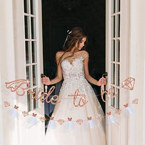 Pinkblume Rose Gold Bride to Be Banner Sign Double Sided Glitter Paper