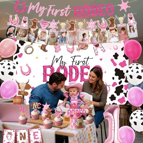 Gameza My First Rodeo Birthday Decorations for Girls