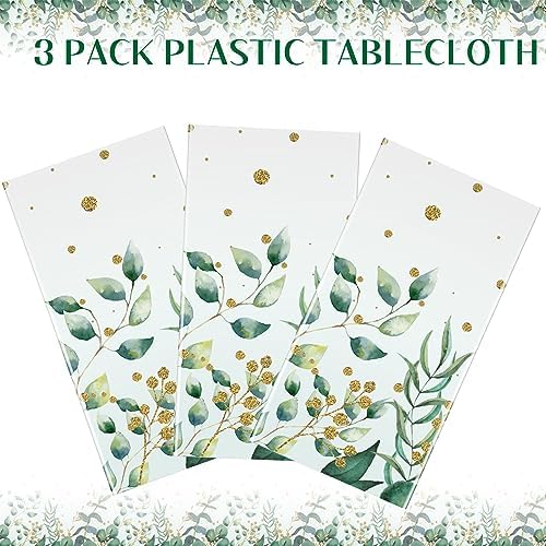 Irenare 3 Pcs Sage Green Plastic Tablecloth for Baby Shower