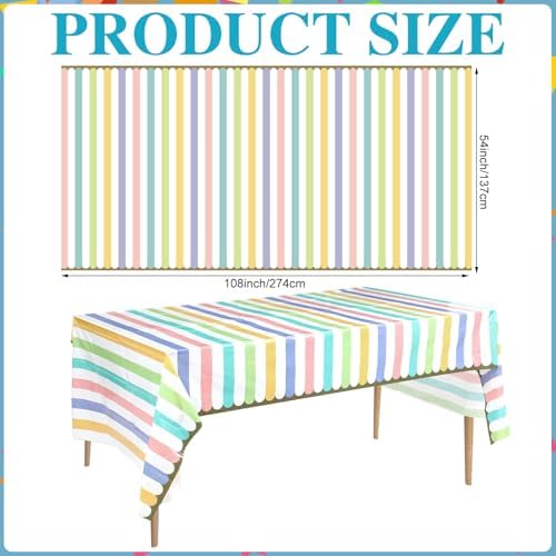 Oudain 3 Pcs Pastel Rainbow Table Cover 54x102 Inch