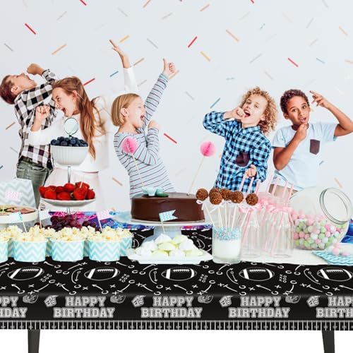 Idealmuzik 3pcs Football Tablecloth Black Tactical Design 54x108 Inch