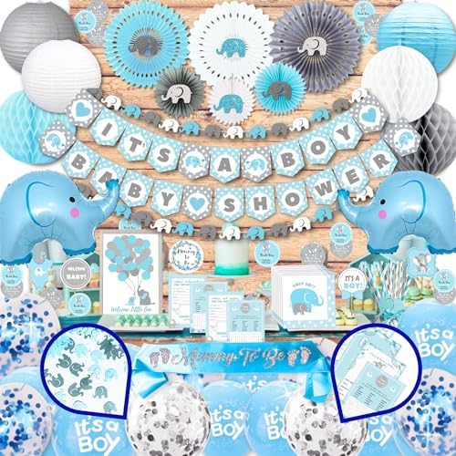 697 Pcs Premium Elephant Baby Shower Decor Set