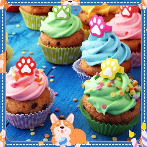 48 Pcs Dog Cupcake Rings Decorations
