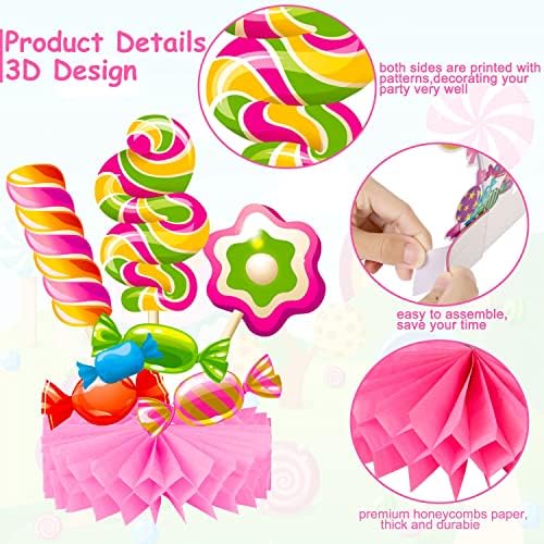 Candyland Party Table Honeycomb Centerpieces 9pcs