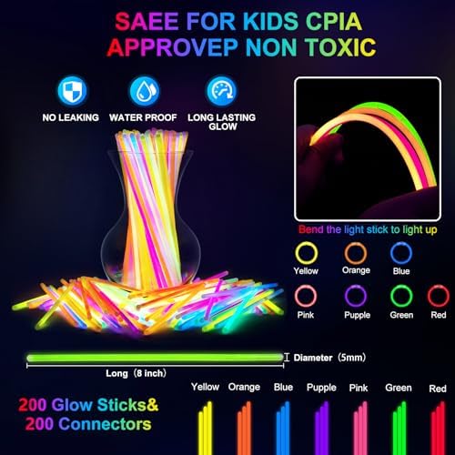 282 PCS Glow in the Dark Party Supplies for Wedding Birthday Concert