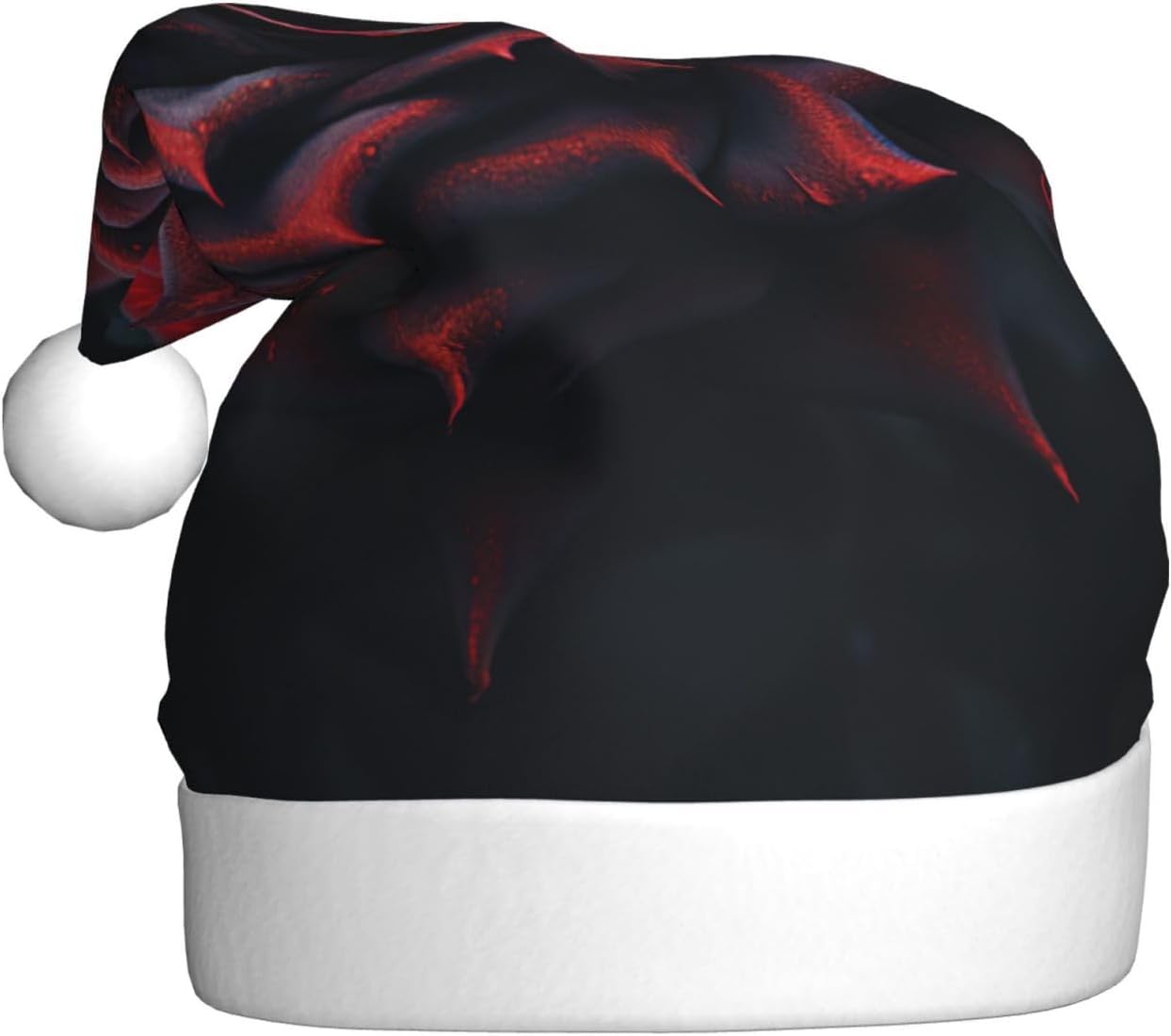 Personalized Santa Hat with Red Rose and Black Leaves Print