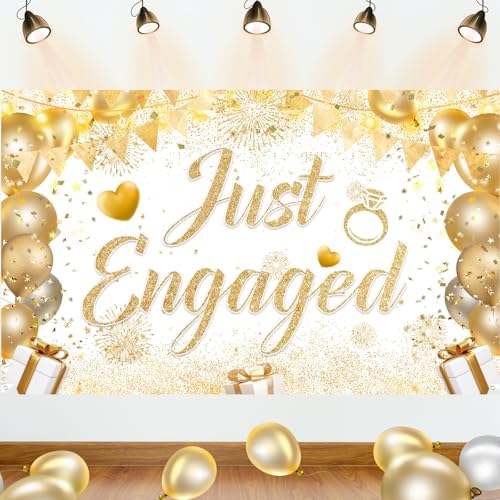 Just Married Engagement Party Decorations Banner Backdrop Balloons