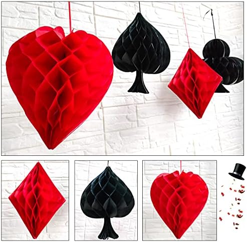 Casino Party Decorations Poker Honeycomb Pom Poms 8pcs