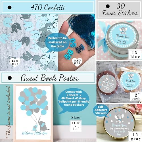 697 Pcs Premium Elephant Baby Shower Decor Set